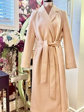 H&M Pale Beige Long Belted Wrap Robe